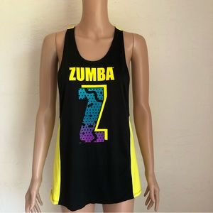 Zumba Fitness Women’s Size S Black/Yellow Racer-Back Tank-Top Sleeveless Shirt